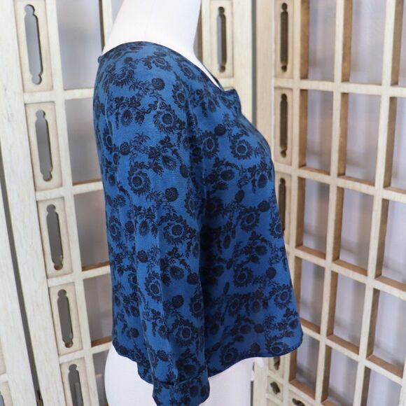 Urban Outfitters PIns & Needles Blue Black Floral Cropped Top Size S New - Picture 6 of 8